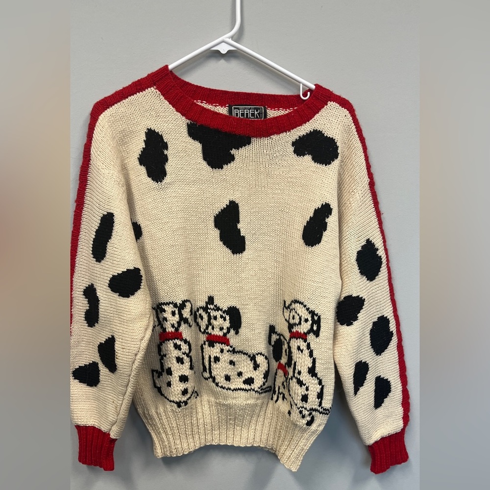 Vintage Berek Sweater Small 101 Dalmatian Spots 80s 90s Dog Lover